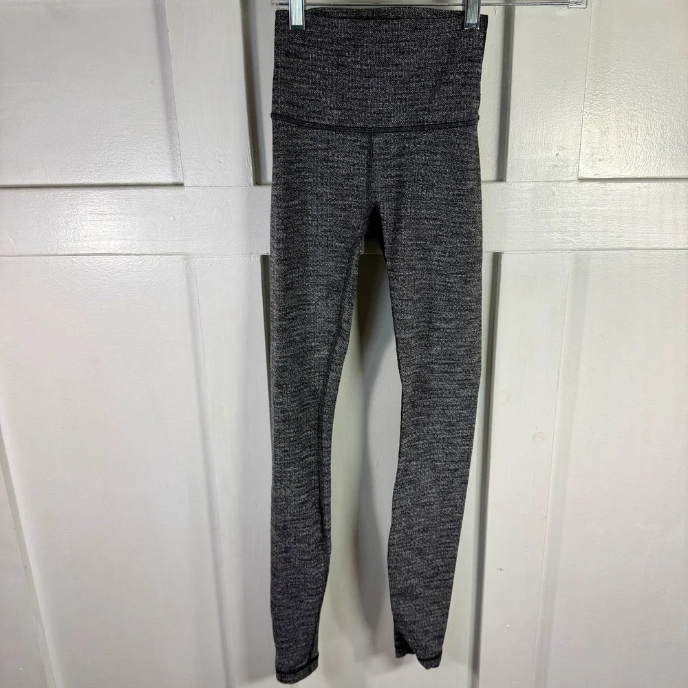 Lululemon Align High Rise Leggings Blk Heathered Speckled Pattern Approx‎ Size 2